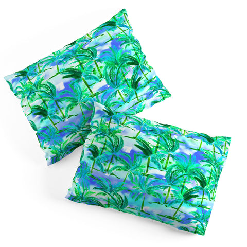 Amy Sia Palm Tree Blue Green Pillow Shams