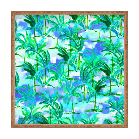Amy Sia Palm Tree Blue Green Square Tray