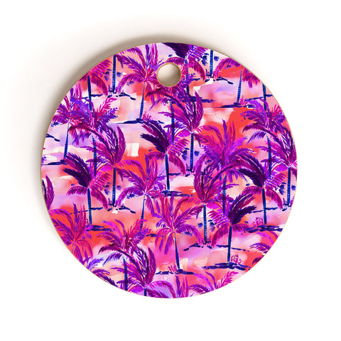 Amy Sia Palm Tree Purple Cutting Board Round