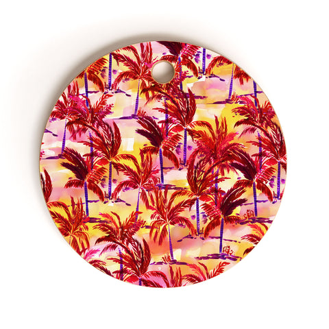 Amy Sia Palm Tree Sunset Cutting Board Round