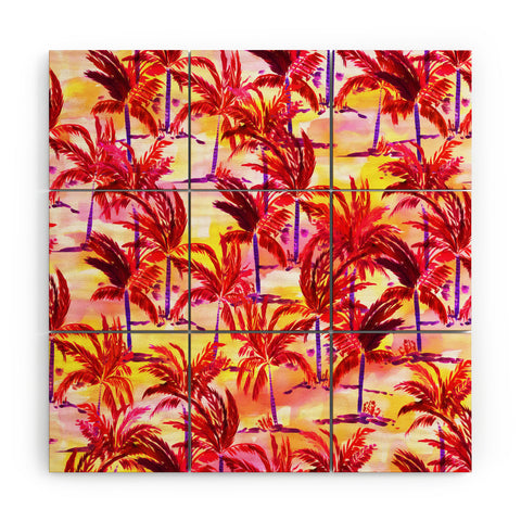 Amy Sia Palm Tree Sunset Wood Wall Mural