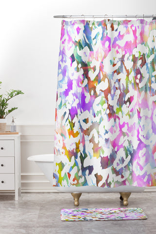 Amy Sia Pastel Leopard Shower Curtain And Mat