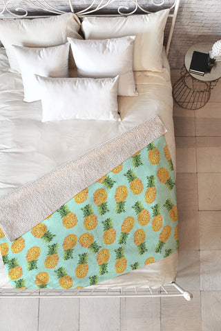 Amy Sia Pineapple Fruit Fleece Throw Blanket