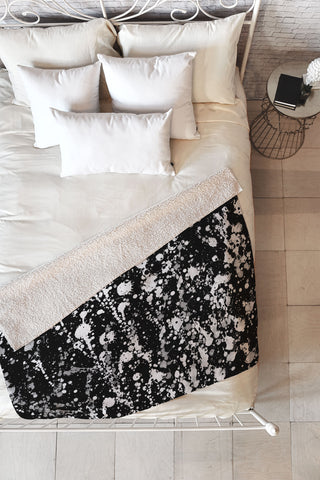 Amy Sia Splatter Black and White Fleece Throw Blanket