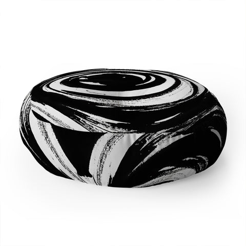 Amy Sia Swirl Black Floor Pillow Round