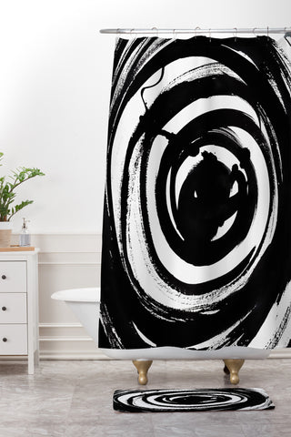 Amy Sia Swirl Black Shower Curtain And Mat