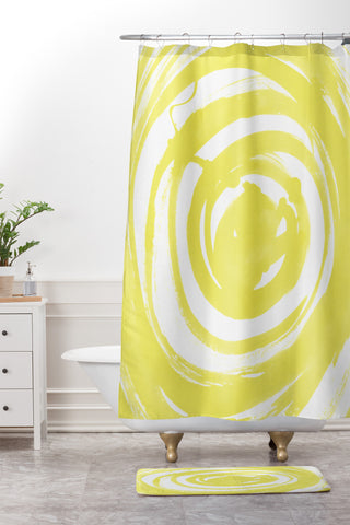 Amy Sia Swirl Ochre Shower Curtain And Mat