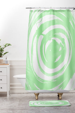 Amy Sia Swirl Sage Shower Curtain And Mat
