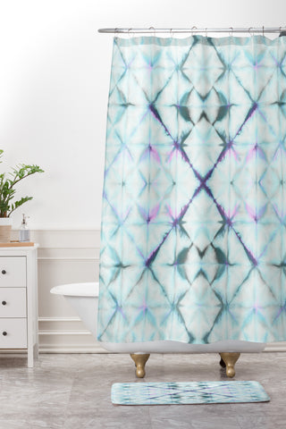 Amy Sia Tangier Aqua Blue Shower Curtain And Mat