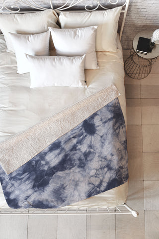 Amy Sia Tie Dye 3 Navy Fleece Throw Blanket