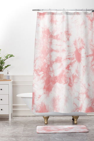 Amy Sia Tie Dye 3 Pink Shower Curtain And Mat