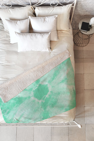 Amy Sia Tie Dye Mint Fleece Throw Blanket