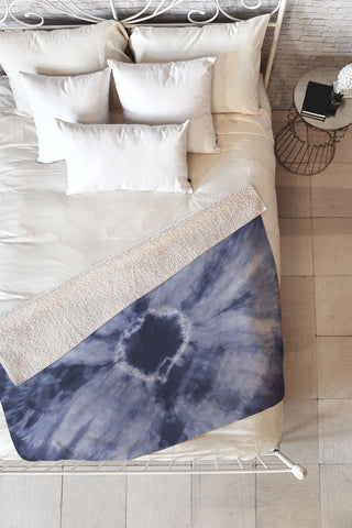 Amy Sia Tie Dye Navy Fleece Throw Blanket