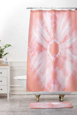 Amy Sia Tie Dye Pink Shower Curtain And Mat