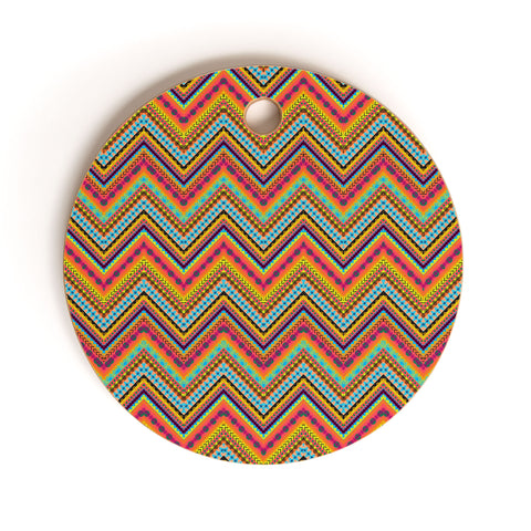 Amy Sia Tribal Chevron Cutting Board Round