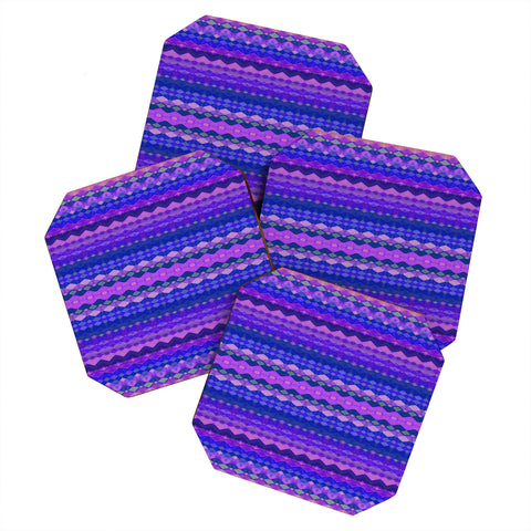 Amy Sia Tribal Diamonds Two Blue Coaster Set