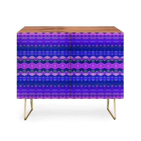 Amy Sia Tribal Diamonds Two Blue Credenza