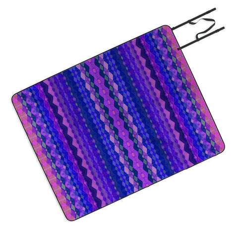 Amy Sia Tribal Diamonds Two Blue Picnic Blanket