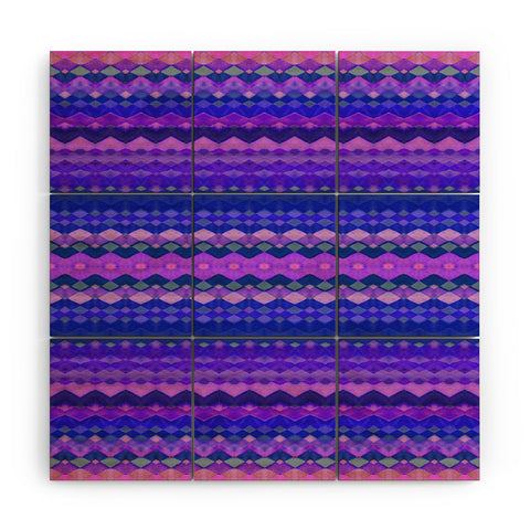 Amy Sia Tribal Diamonds Two Blue Wood Wall Mural