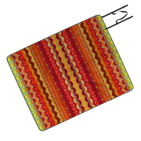 Amy Sia Tribal Diamonds Two Red Picnic Blanket
