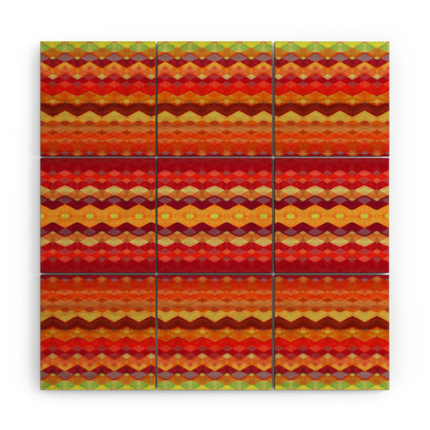 Amy Sia Tribal Diamonds Two Red Wood Wall Mural