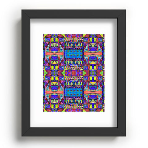 Amy Sia Tribal Patchwork 2 Blue Recessed Framing Rectangle