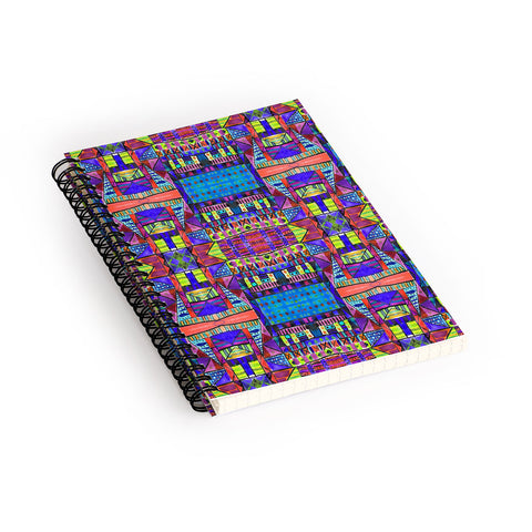 Amy Sia Tribal Patchwork 2 Blue Spiral Notebook