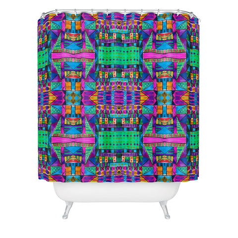 Amy Sia Tribal Patchwork 2 Pink Shower Curtain