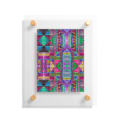 Amy Sia Tribal Patchwork Pink Floating Acrylic Print