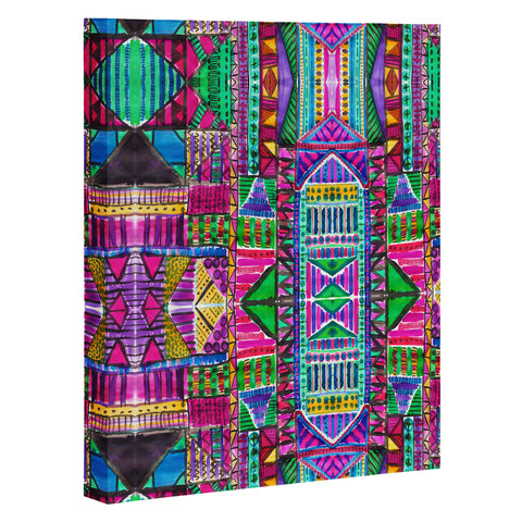 Amy Sia Tribal Patchwork Pink Art Canvas