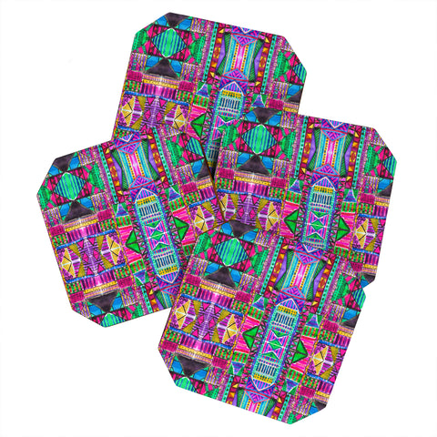 Amy Sia Tribal Patchwork Pink Coaster Set
