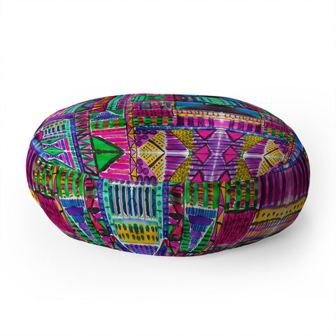 Amy Sia Tribal Patchwork Pink Floor Pillow Round