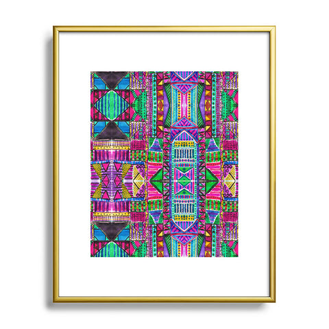 Amy Sia Tribal Patchwork Pink Metal Framed Art Print