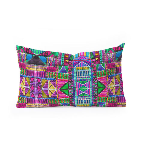 Amy Sia Tribal Patchwork Pink Oblong Throw Pillow