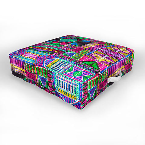 Amy Sia Tribal Patchwork Pink Outdoor Floor Cushion