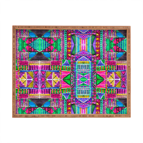 Amy Sia Tribal Patchwork Pink Rectangular Tray