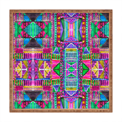 Amy Sia Tribal Patchwork Pink Square Tray