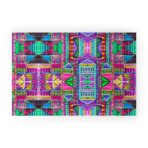 Amy Sia Tribal Patchwork Pink Welcome Mat