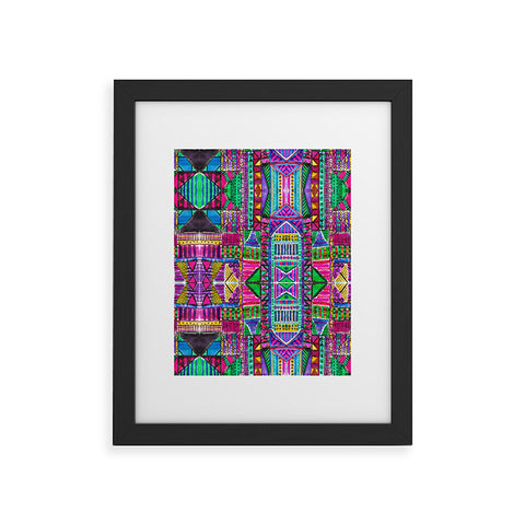 Amy Sia Tribal Patchwork Pink Framed Art Print