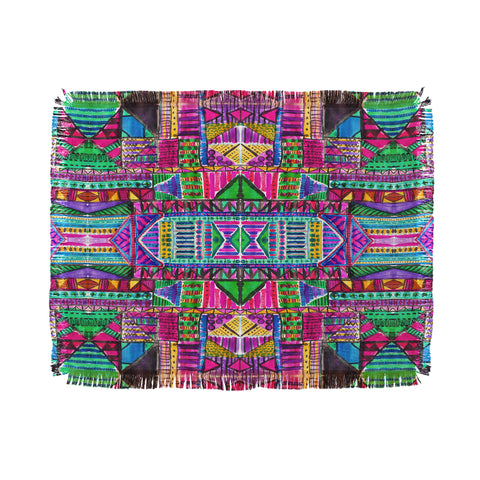 Amy Sia Tribal Patchwork Pink Throw Blanket