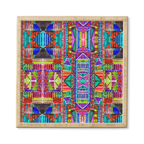 Amy Sia Tribal Patchwork Red Framed Wall Art