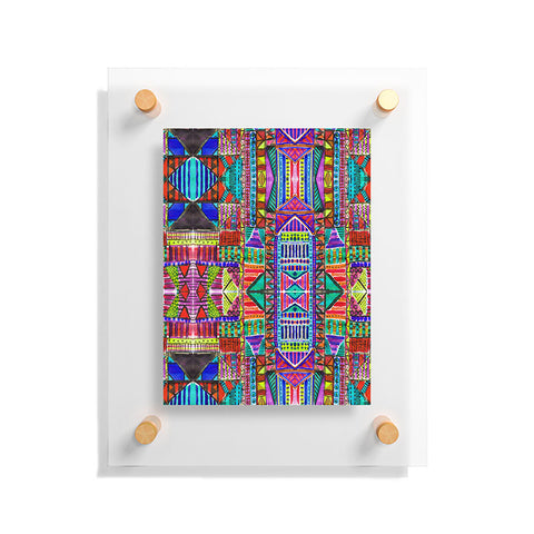 Amy Sia Tribal Patchwork Red Floating Acrylic Print