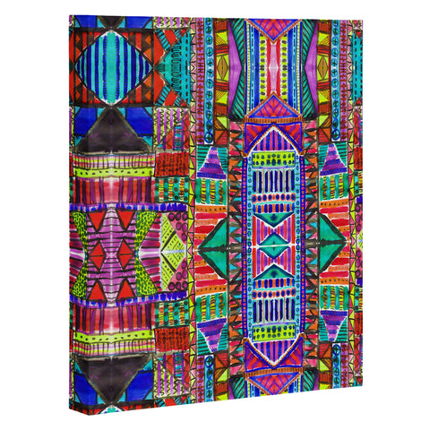 Amy Sia Tribal Patchwork Red Art Canvas