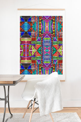 Amy Sia Tribal Patchwork Red Art Print And Hanger