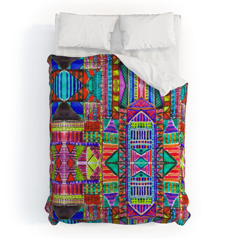 Amy Sia Tribal Patchwork Red Duvet Cover