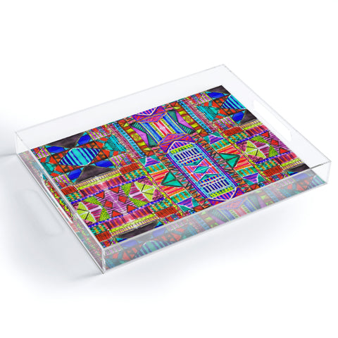 Amy Sia Tribal Patchwork Red Acrylic Tray