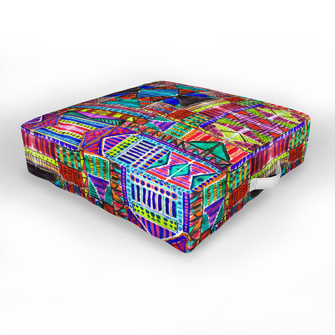Amy Sia Tribal Patchwork Red Outdoor Floor Cushion