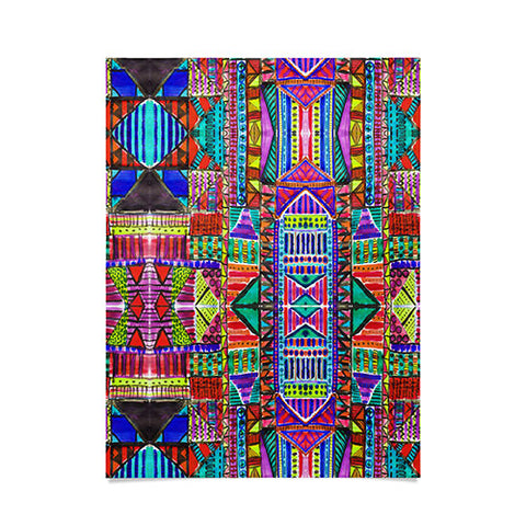 Amy Sia Tribal Patchwork Red Poster