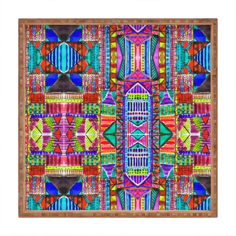 Amy Sia Tribal Patchwork Red Square Tray