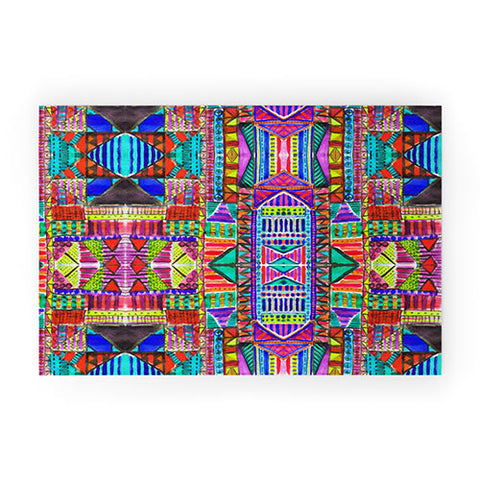 Amy Sia Tribal Patchwork Red Welcome Mat
